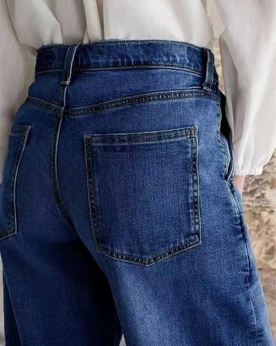 Jean Multi-Bouton Lavé Lâche