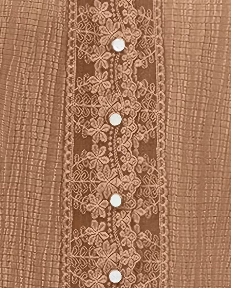Chemisier Dentelle Patchwork Col V Manche Bouffante