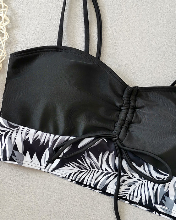 Bikini Haute Taille Boyleg Imprimé