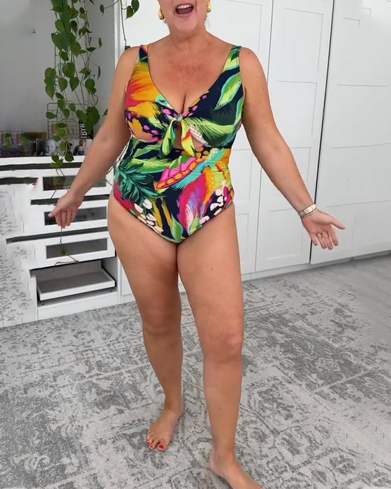 Maillot de Bain Monopièce Imprimé Feuilles