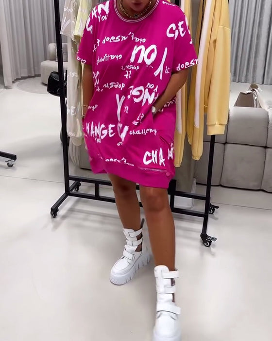 Robe Lâche Lettre Imprimé