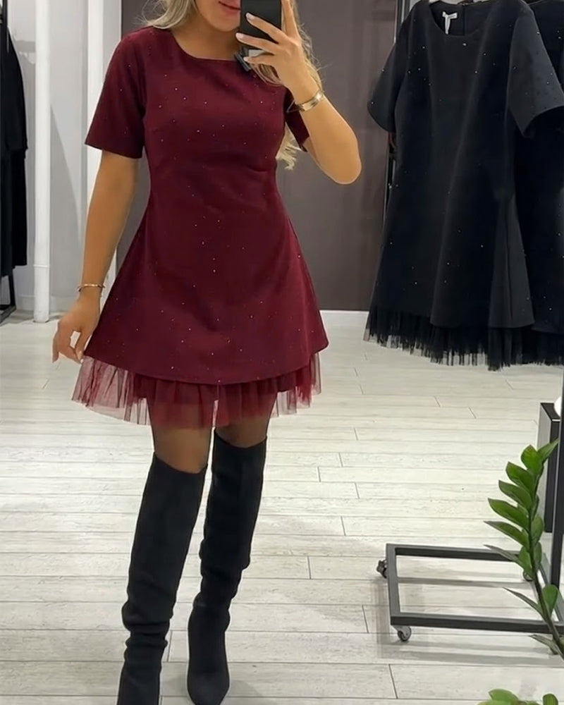 Robe élégante en patchwork de maille scintillante