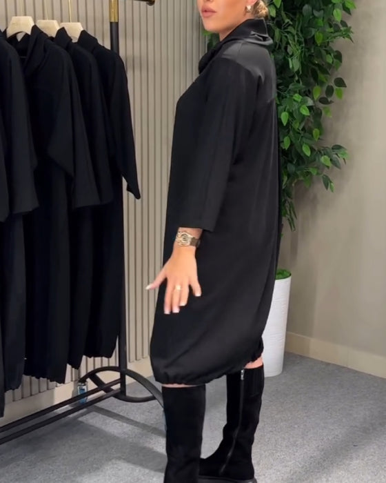 Robe Stylisée 3/4 Manche Col Drapé