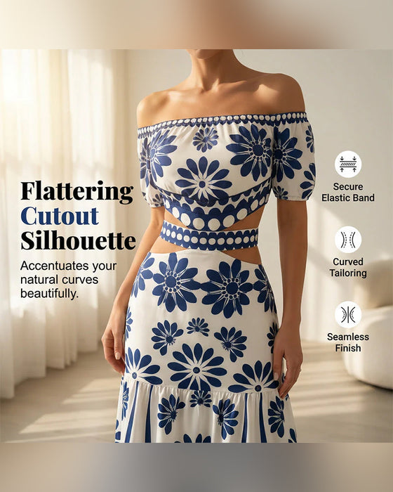 Robe Off-Shoulder Florale Découpée
