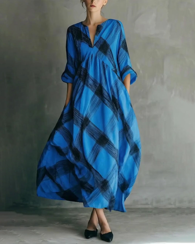 Robe Col V Imprimé Loose