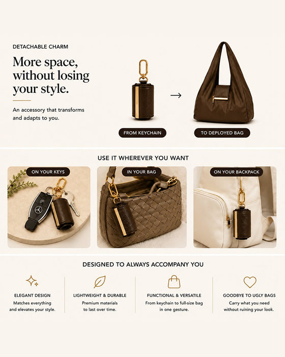 Sac Transformable Charm – Tote En Cuir Vegan Élégant & Charm Porte-Clés