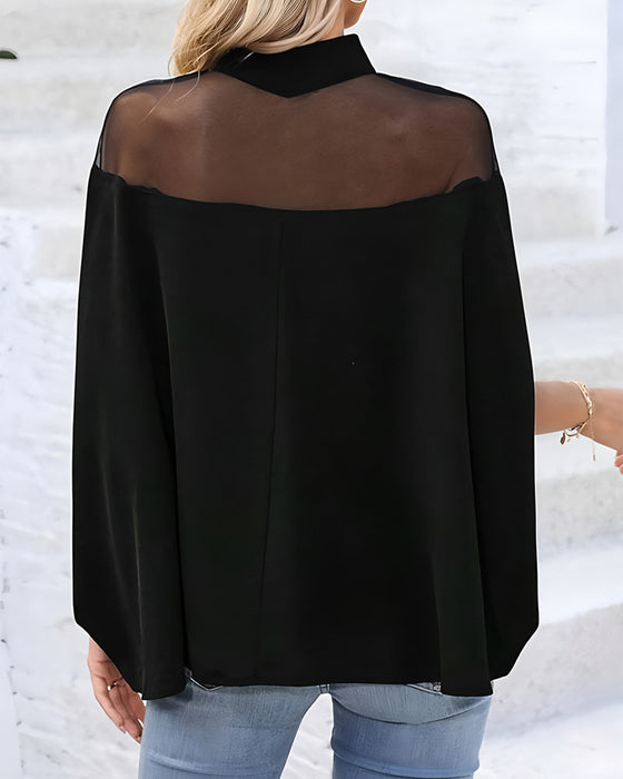 Blouse Transparente Épaules Dégagées Manche Dolman