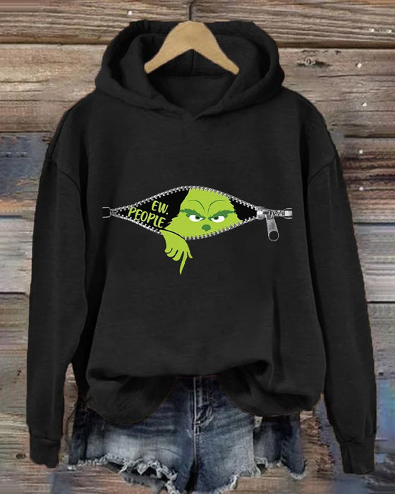 Sweat à capuche de couleur unie à manches longues