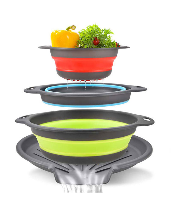 Ensemble Passoire Égouttoir De Cuisine Pliable Avec Plateau D'Égouttage