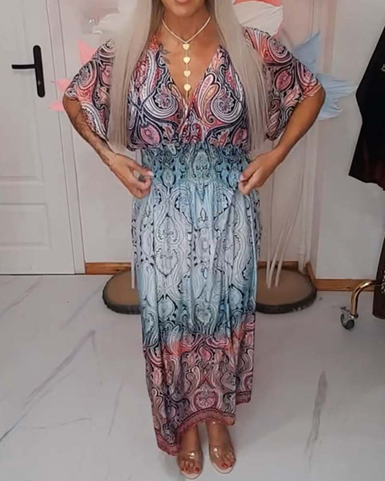 Robe Col V Taille Drapé Vacances