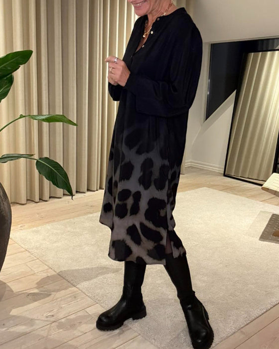 Robe À Manches Longues Ample Imprimée