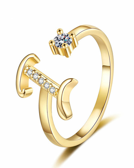 Bague Réglable Scintillante Avec Initiale Pour Femmes