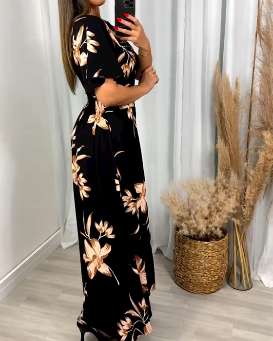 Robe Col V Imprimé Floral Taille