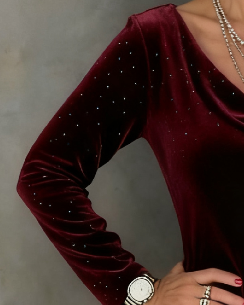 Robe À Fini Scintillant Et Coupe Droite