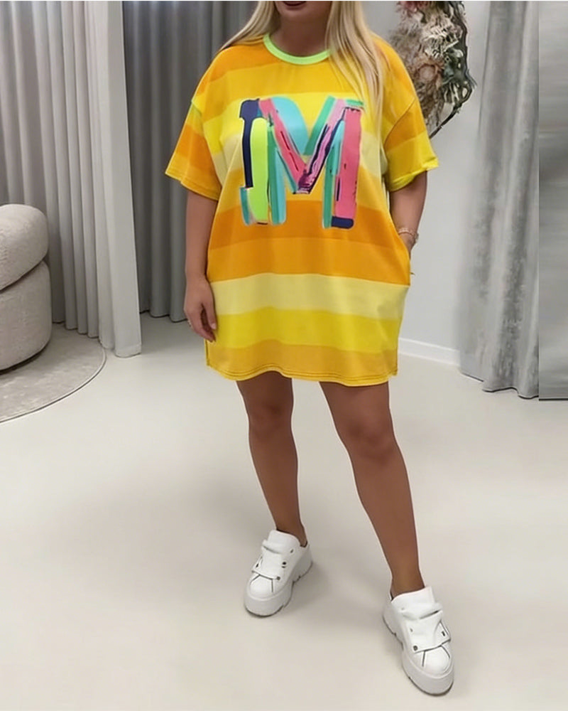 Robe Arc-en-Ciel Rayé Lettre