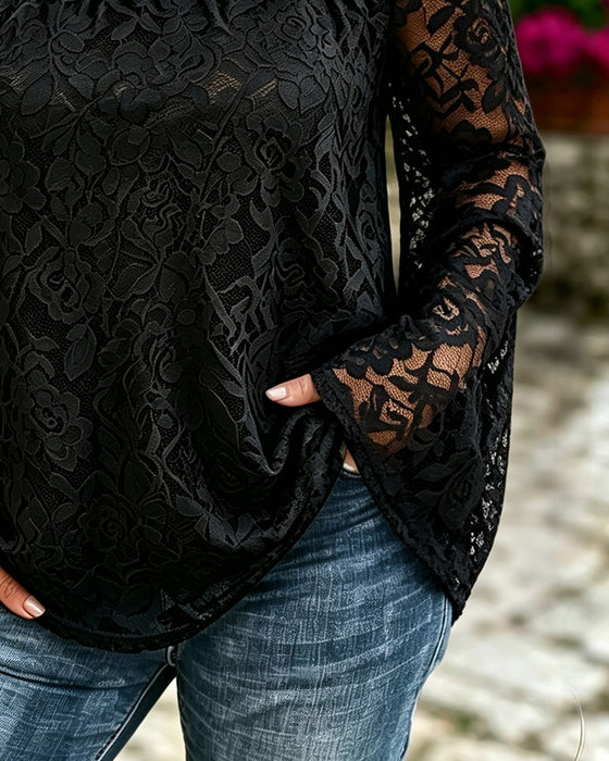 Haut Off-Shoulder Dentelle Patchwork Lâche