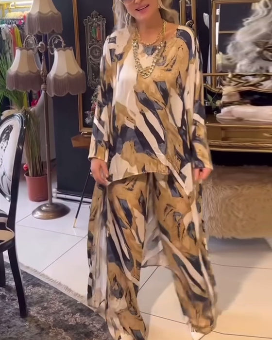 Ensemble deux pièces élégant imprimé irrégulier