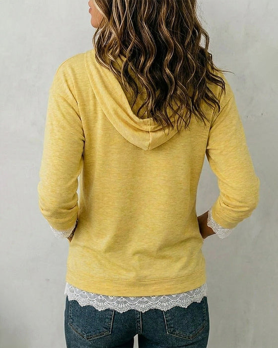 Hoodie Unie Décontracté Manche Longue