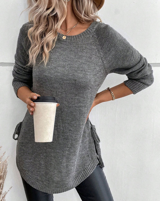Pull Avec Manches Raglan Et Design De Nœud Latéral