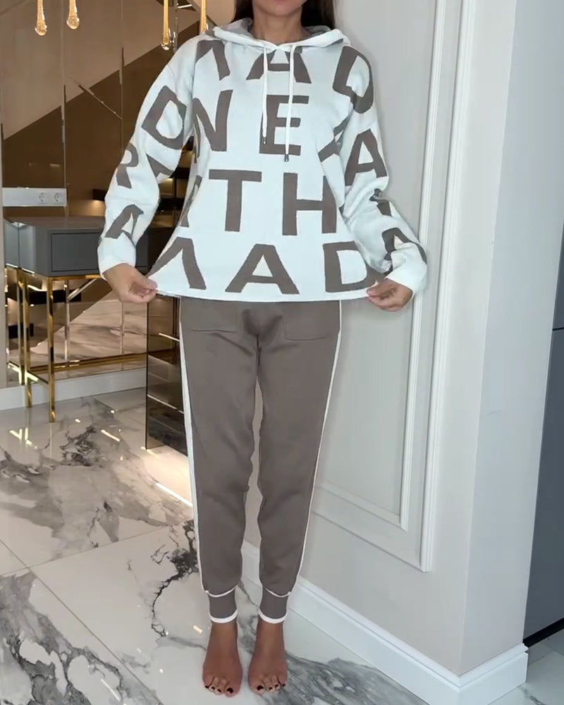 Ensemble Deux-Pièces À Capuche Et Imprimé Lettre
