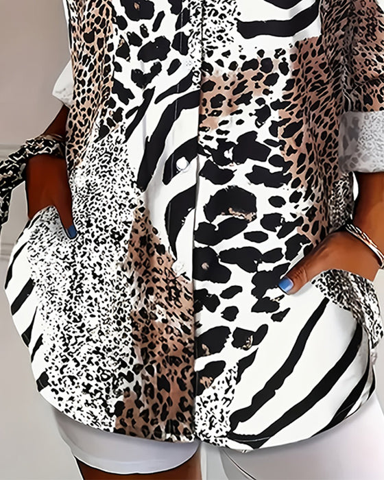 Blouse Zèbre Et Léopard Imprimé Lâche