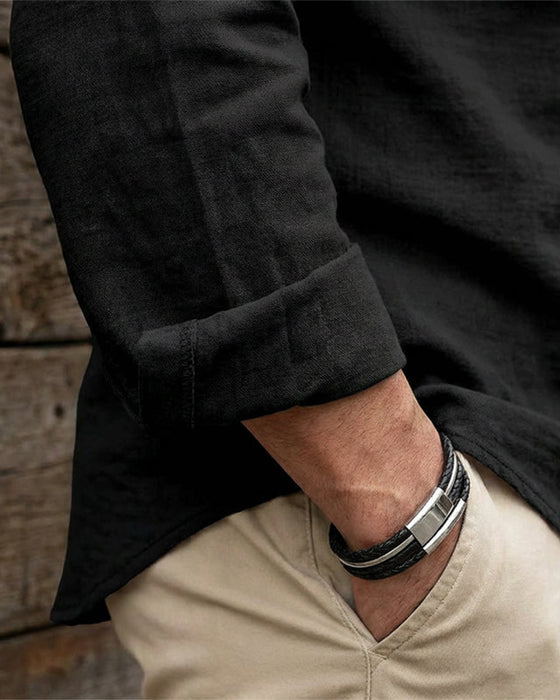 Chemise Homme Décontractée De Couleur Unie – Classique, Confortable & Polyvalente À Associer 👔