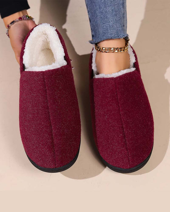 Chaussures plates tout compris en peluche de couleur unie