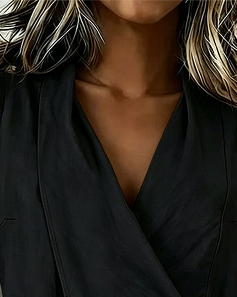 Débardeur Croisé Attache Coton-Lin Uni