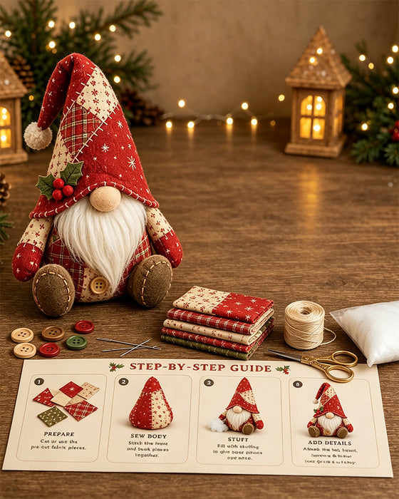 🧵 Kit De Patchwork DIY Gnome – Créez Votre Propre Adorable Gnome 🧙‍♂️
