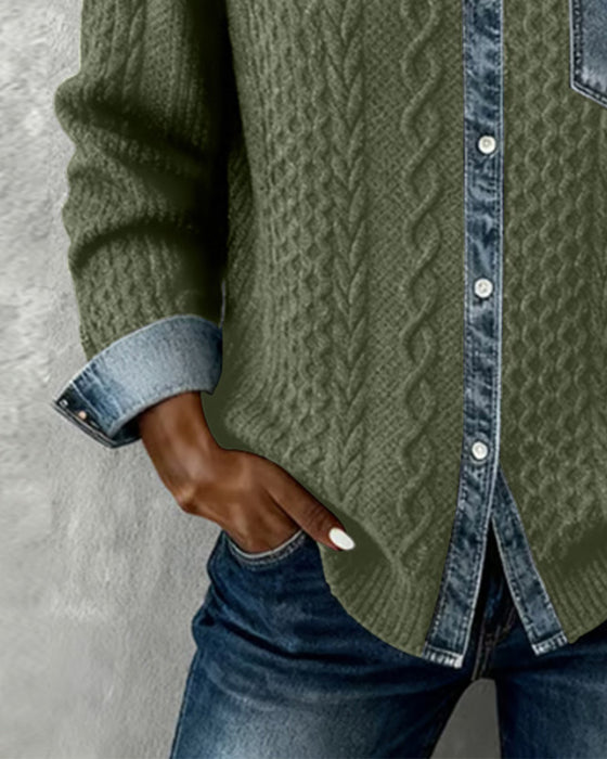 Chemise Manches Longues À Patchwork Jean