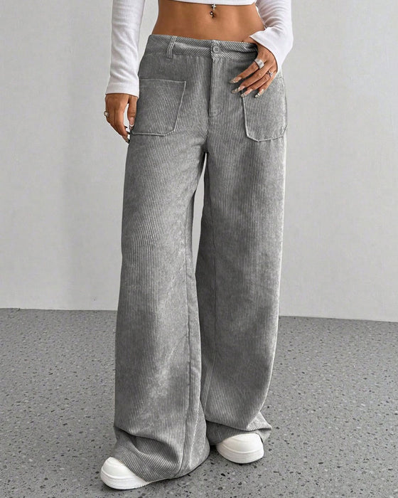 Pantalon Devant Dos Poche Unie Jambe Droite Long