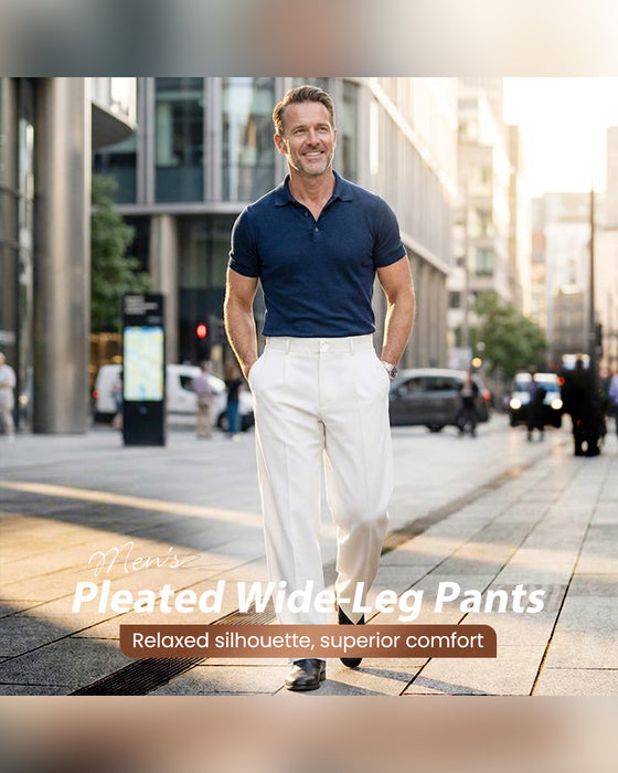 Pantalon Homme Décontracté Plissé Jambe Large