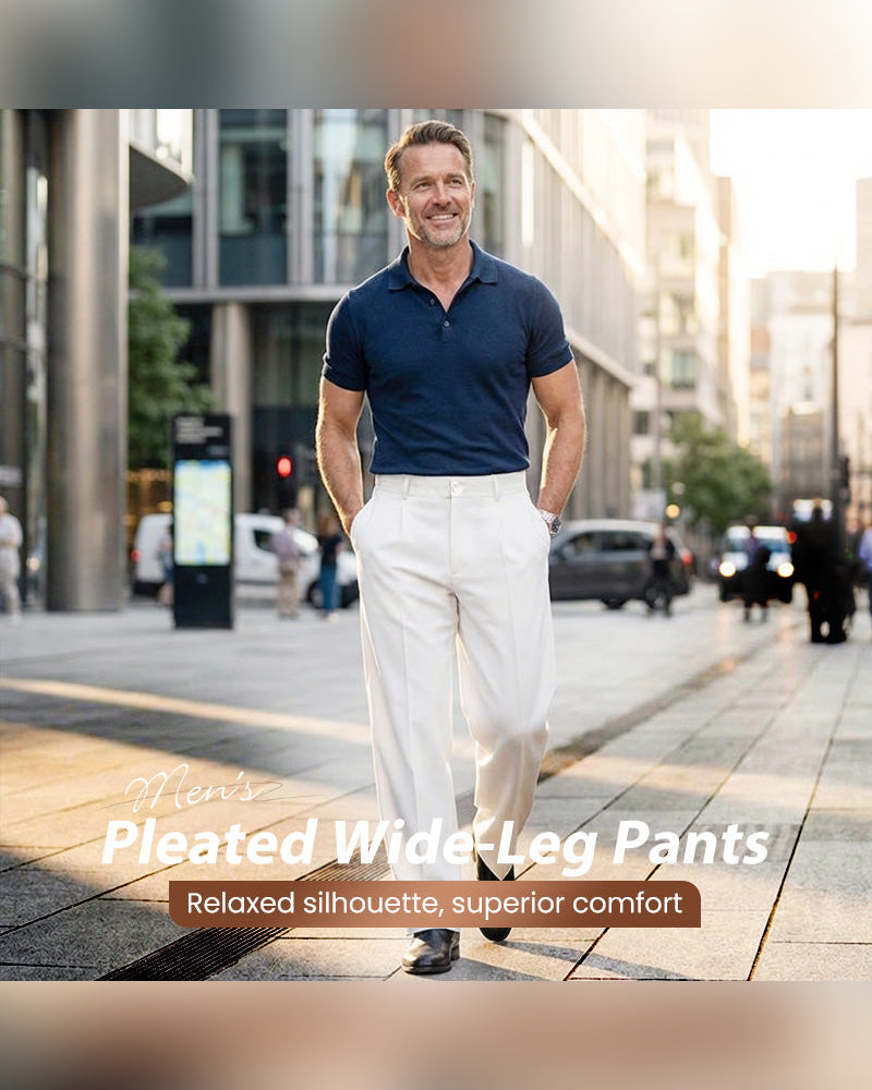 Pantalon Homme Décontracté Plissé Jambe Large