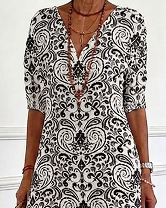 Robe Vintage Florale Encolure V Maxi