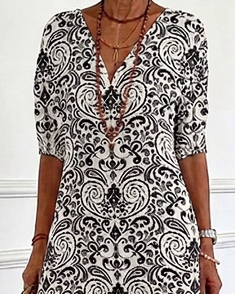 Robe Vintage Florale Encolure V Maxi