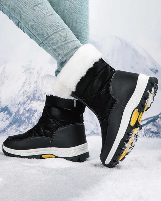 Bottes De Neige Chaudes Antidérapantes À Fermeture Éclair Pour Femmes