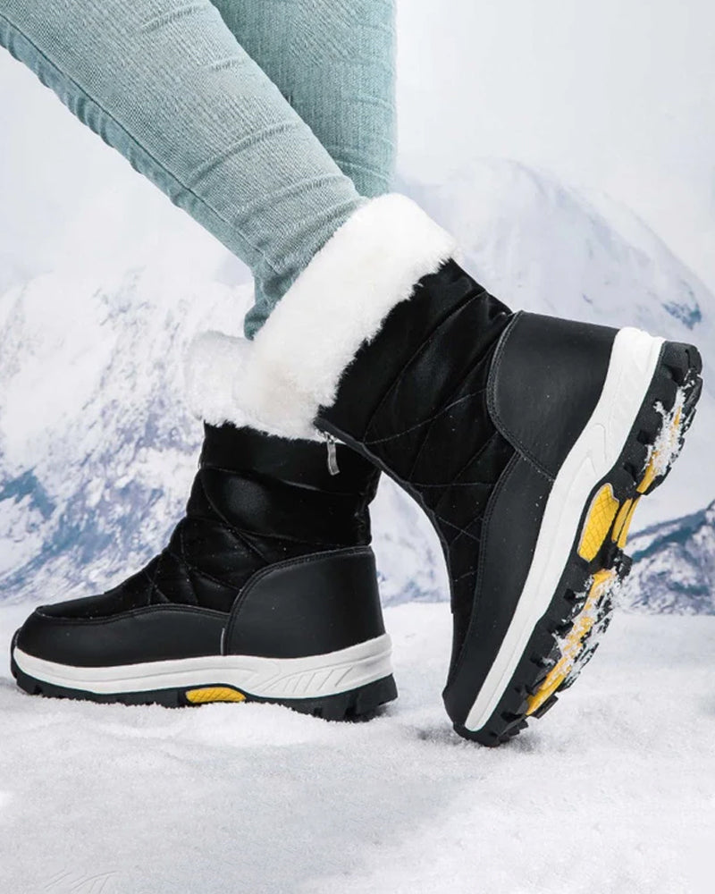 Bottes De Neige Chaudes Antidérapantes À Fermeture Éclair Pour Femmes