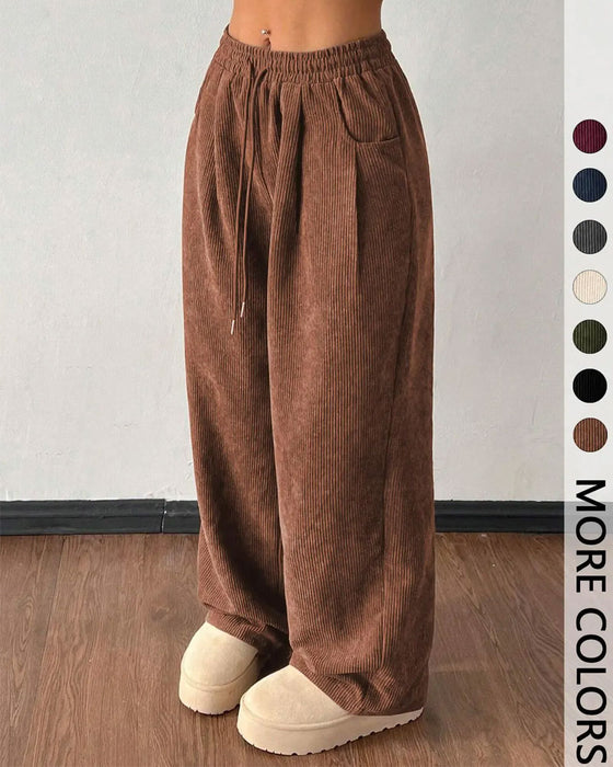 Pantalon Cordon De Serrage Velours Côtelé Long