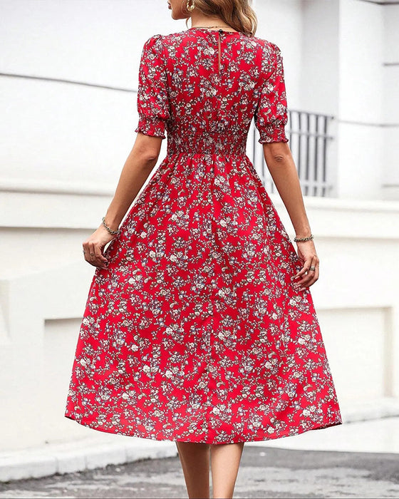Robe Fronçage Imprimé Floral