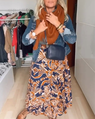 Manteau en jean décontracté à manches longues et revers boutonnés