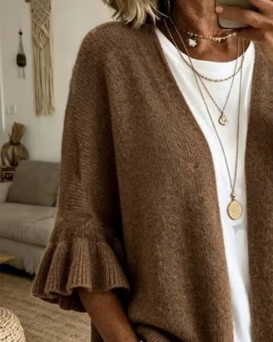Cardigan Unie Manche Volantée