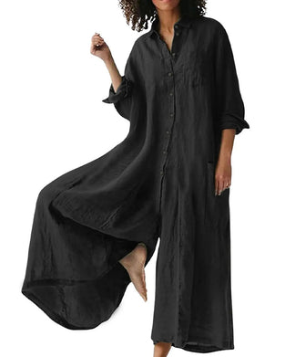 Jumpsuit Revers Lâche Drapé Décontracté