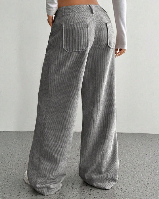 Pantalon Devant Dos Poche Unie Jambe Droite Long