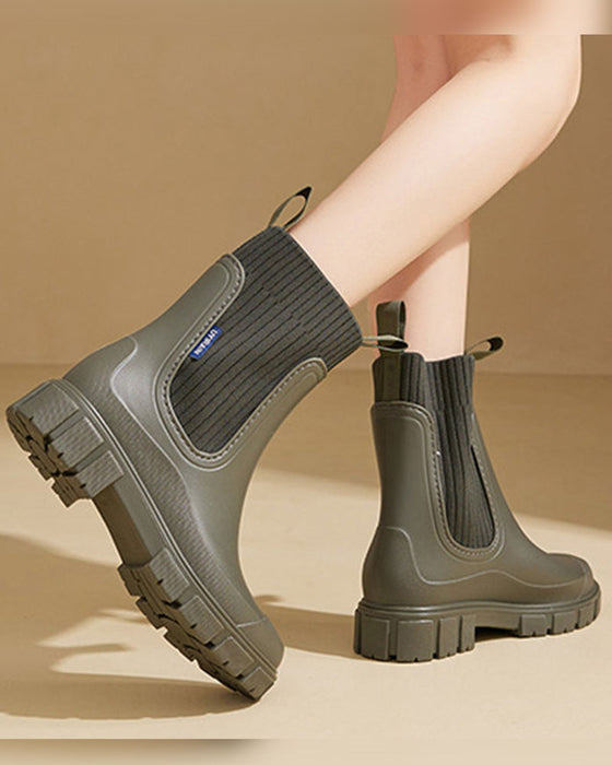 ☔️Bottes Imperméable Anti-Dérapant Semelle Épaisse Mi-Mollet