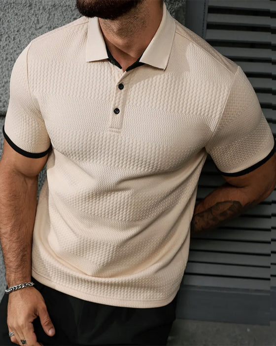 T-Shirt Homme, Décontracté, À Revers, Manches Courtes