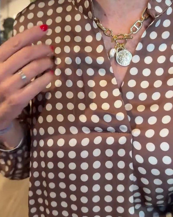 Blouse À Pois Manche Longue Imprimée