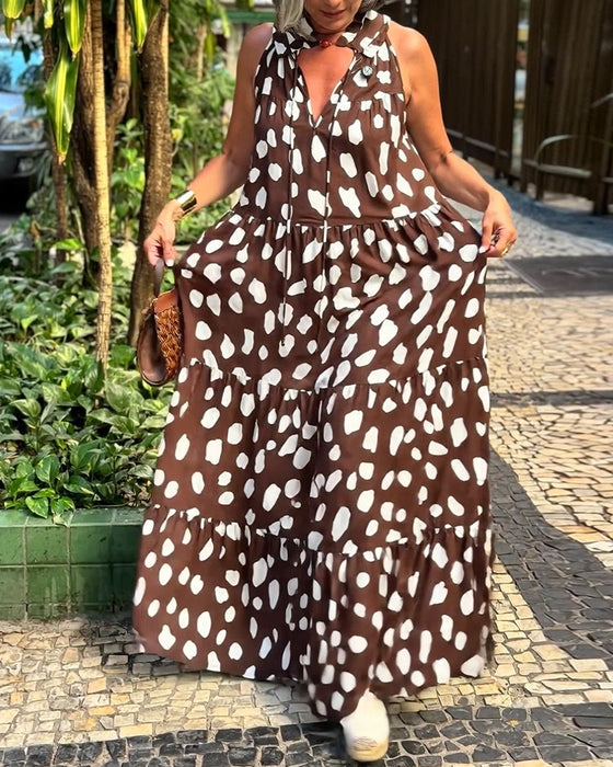 Robe Style Vacances Sans Manches Imprimé