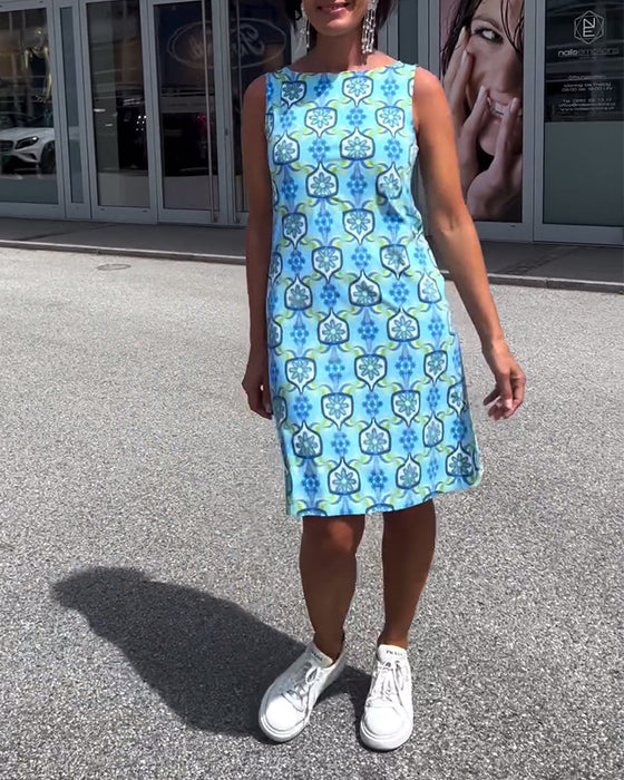 Robe slim imprimée sans manches