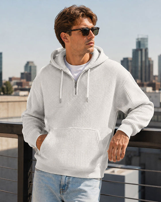 Hoodie Homme Unie Fermeture Éclair Pull