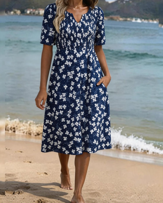 Robe Petit Floral Cintré Ligne A Midi